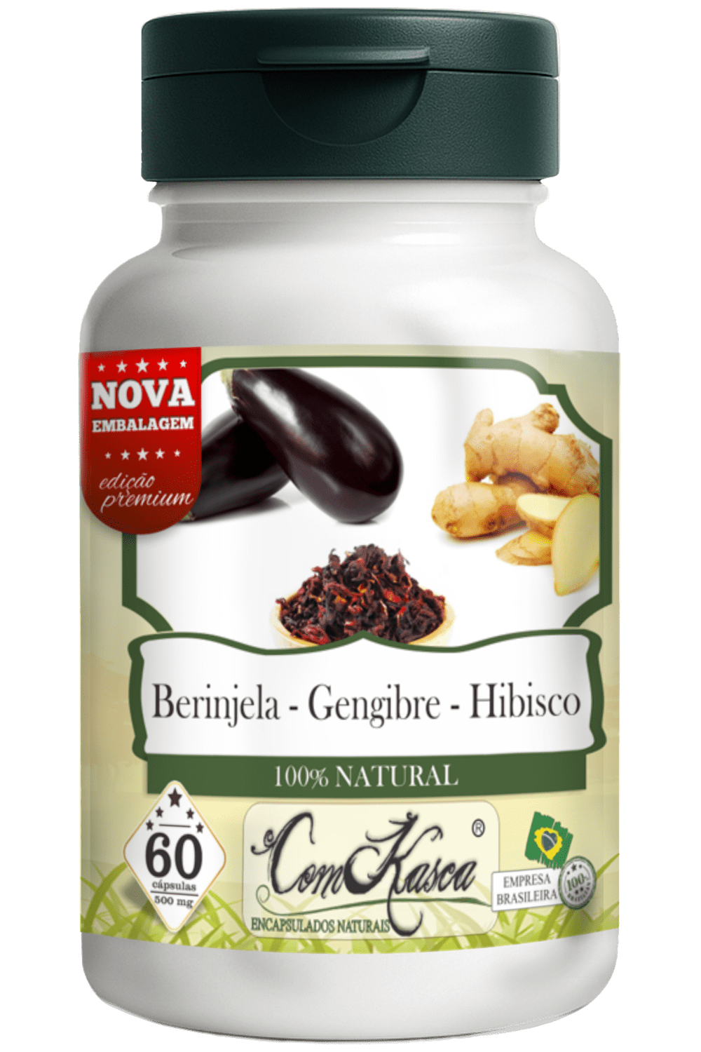 Berinjela + Hibisco + Gengibre ComKasca 60 caps - Imagem 3