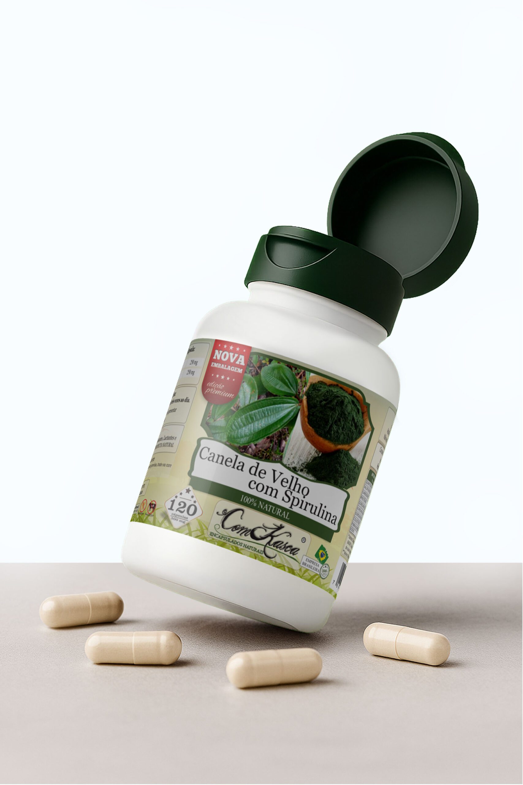 Canela de velho e Spirulina 120 caps