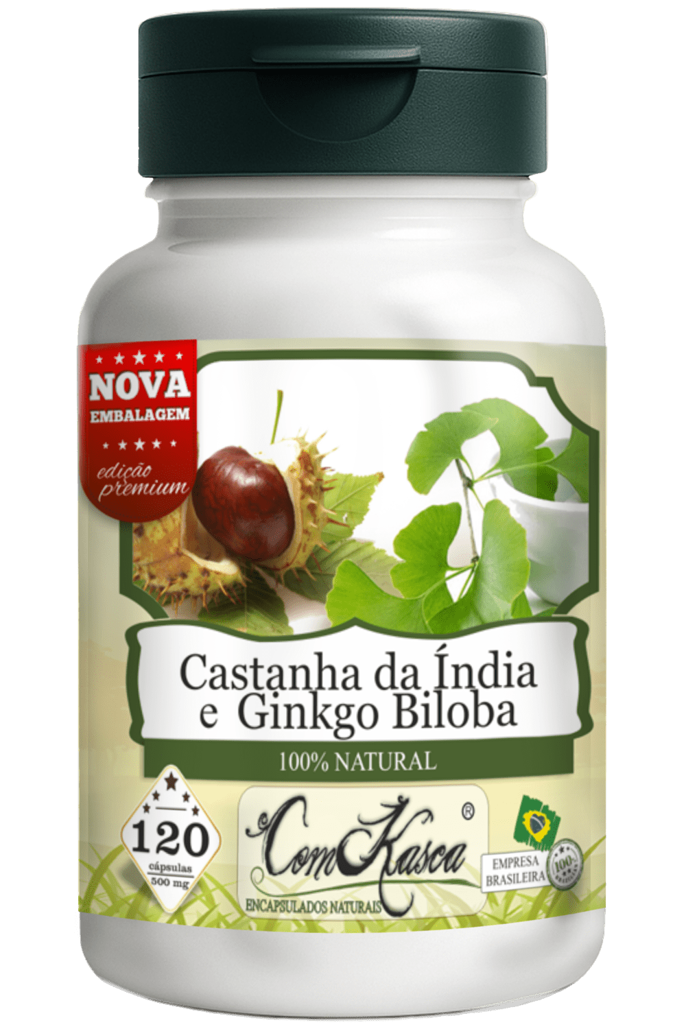 Castanha da Índia + Ginkgo Biloba ComKasca 120 caps - Imagem 3