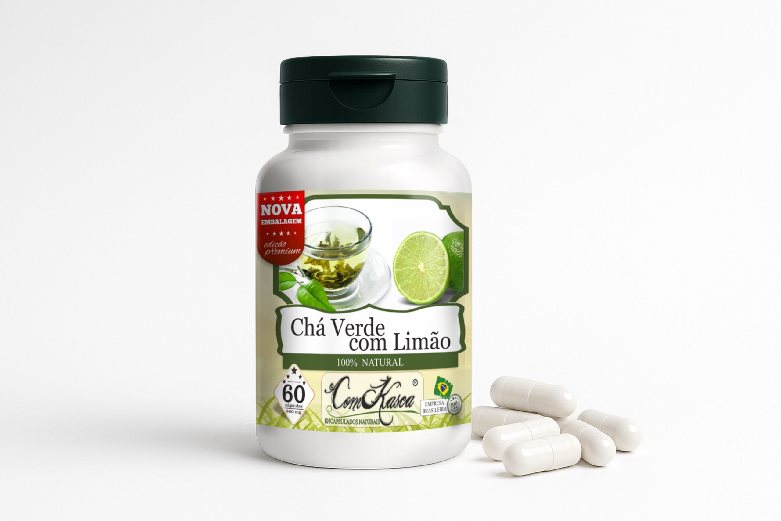 Chá Verde + Limão ComKasca 60 caps - Imagem 2