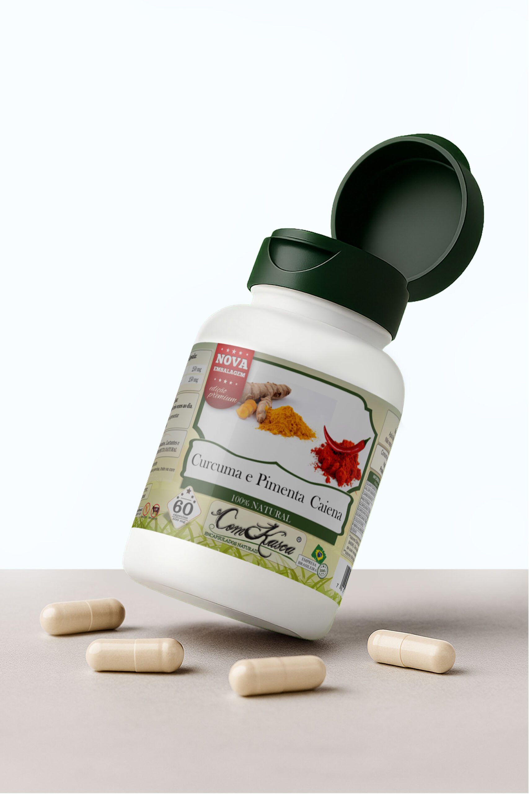 Pimenta Caiena/Cúrcuma ComKasca 60 caps