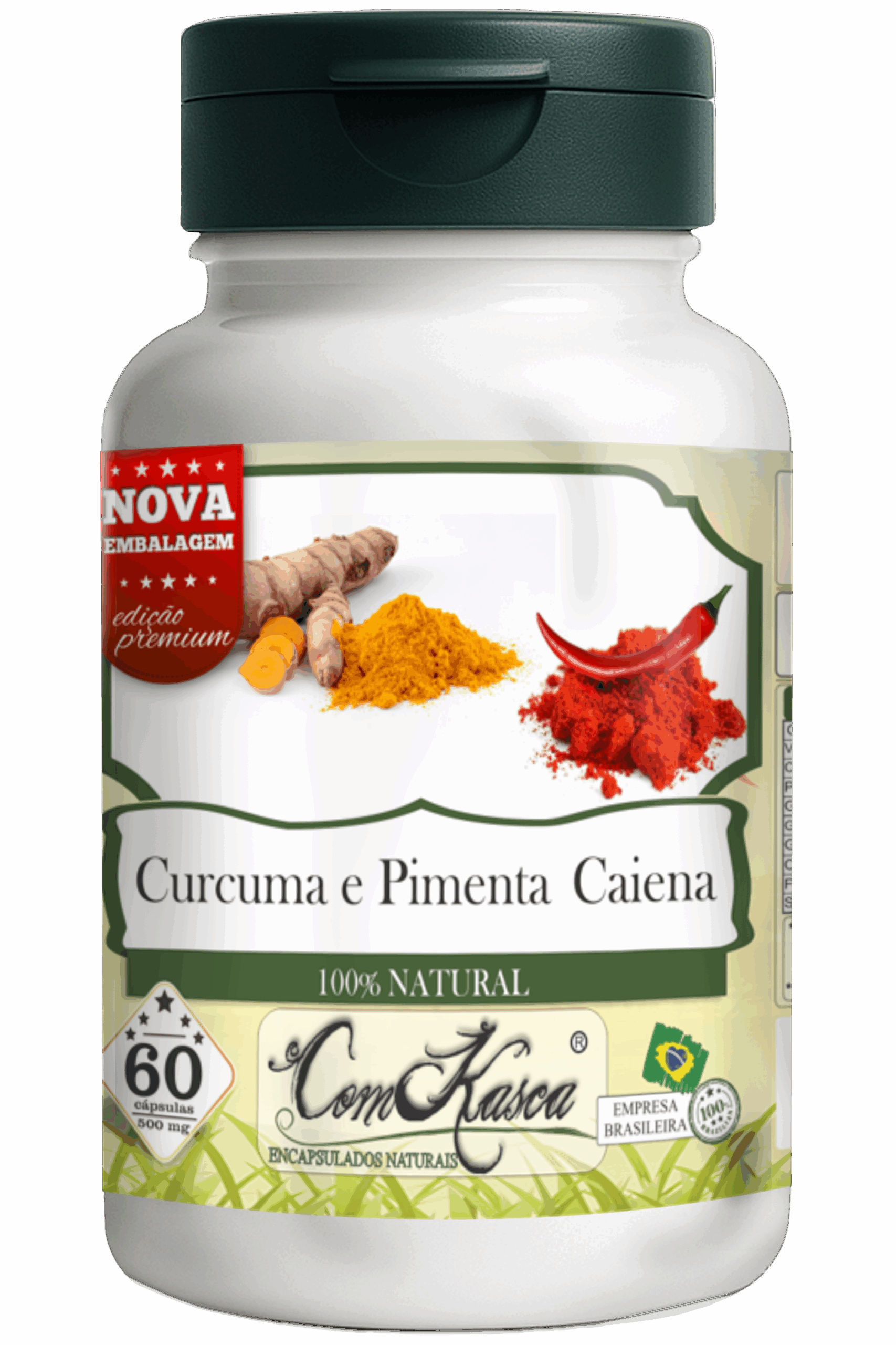 Pimenta Caiena/Cúrcuma ComKasca 60 caps - Imagem 2