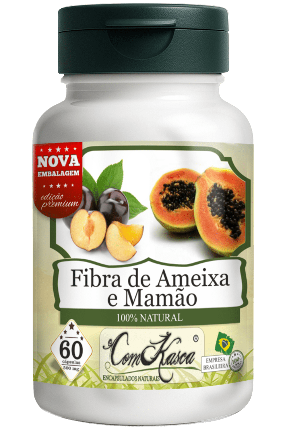 Fibra de Ameixa com Mamão ComKasca 60 caps - Imagem 3