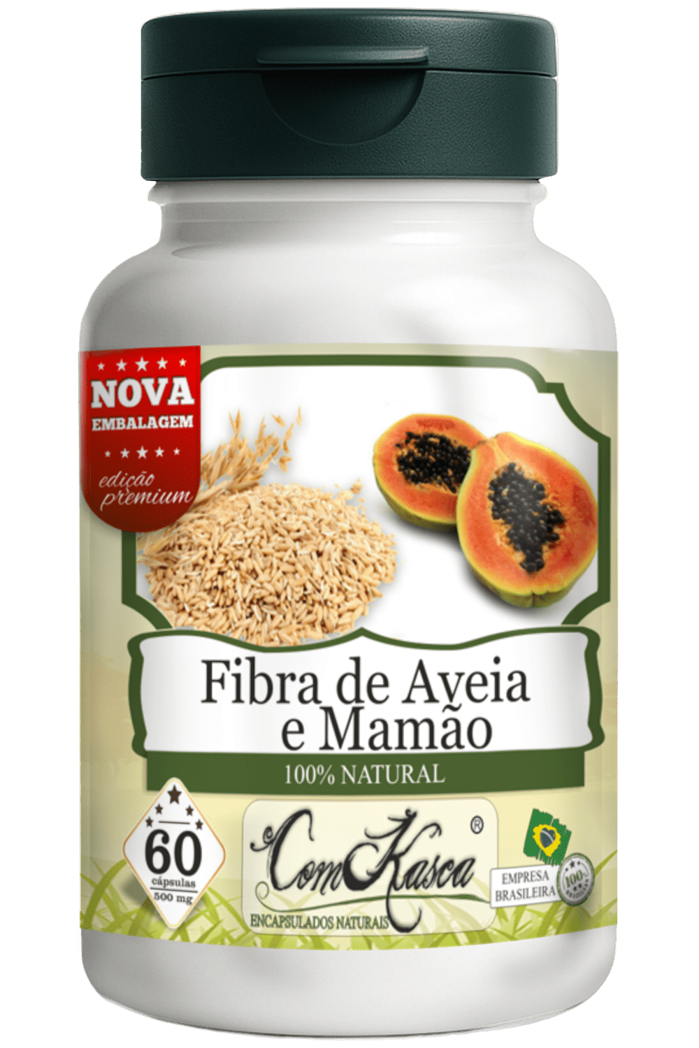 Fibra de Aveia com Mamão ComKasca 60 caps - Imagem 3