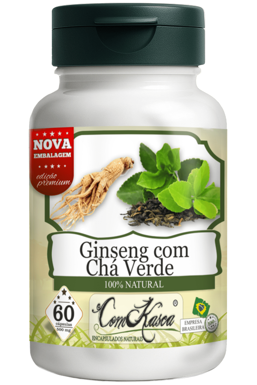 Ginseng + Chá Verde ComKasca 60 caps - Imagem 3